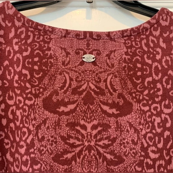 Athleta Shayla Sleeveless Ponte Burgundy Dress Animal Print Size 1X, LT L, LP - Picture 3 of 8